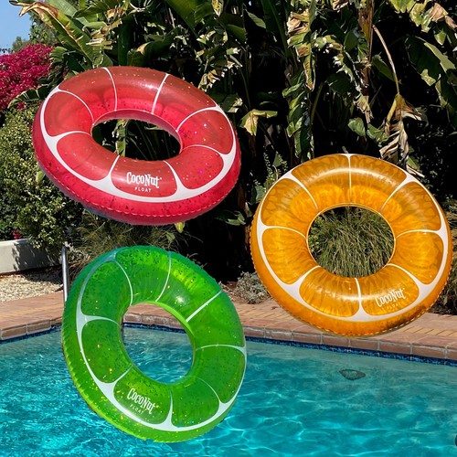 Tangerine Orange Glitter - 42" Pool Float Ring, Inflatable, Anti-Leak, Durable - Picture 5 of 7
