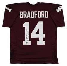 Oklahoma Sam Bradford "2008 Heisman" Signed Maroon Pro Style Jersey BAS Witness