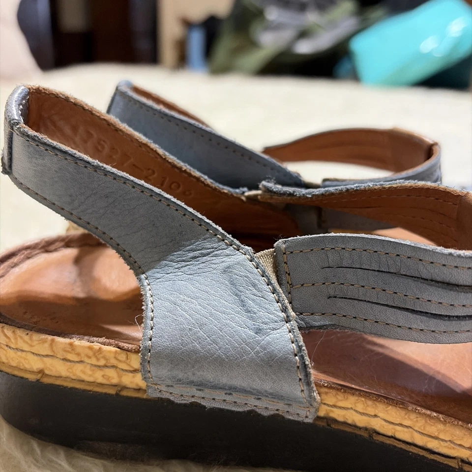 Womens Size 8 1/2(39) Baby Blue Leather Spring Step Strappy Sandals - Image 2 of 4