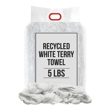 Recycled White Terry Towel Cleaning Rags 5 lbs. Bag Multipurpose Cleaning Towels