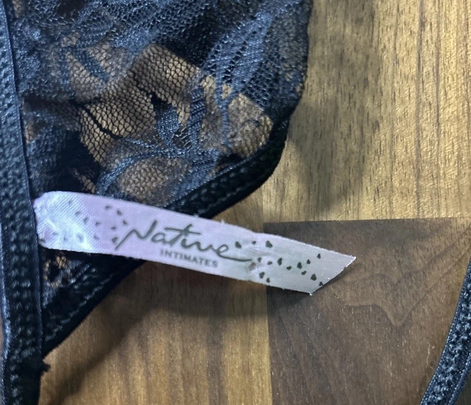 Tanga de encaje con tiras negras nativas talla L súper sexy segunda piel malla Foto 3 de 4