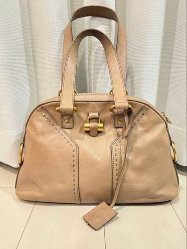 Yves Saint Laurent  MUSE Handbag Shoulder Bag Beige Leather zip Closure Women's