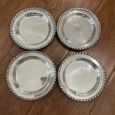 Silver Plated Round Dish Coaster Tray 5” Felted Bottom Made In India See Of 4