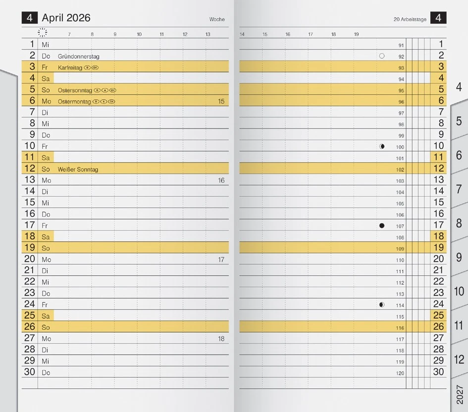 rido idé Kalender-Einlage "M-Planer" Registerschnitt 2026