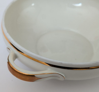 Eschenbach Porcelain Bowl Gold Trim Glossy Bavaria Germany White Gold
