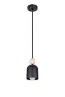Pendelleuchte Holz Metall E27 Ø11 Cm Rund Schwarz Loft HäNgelampe Esstisch