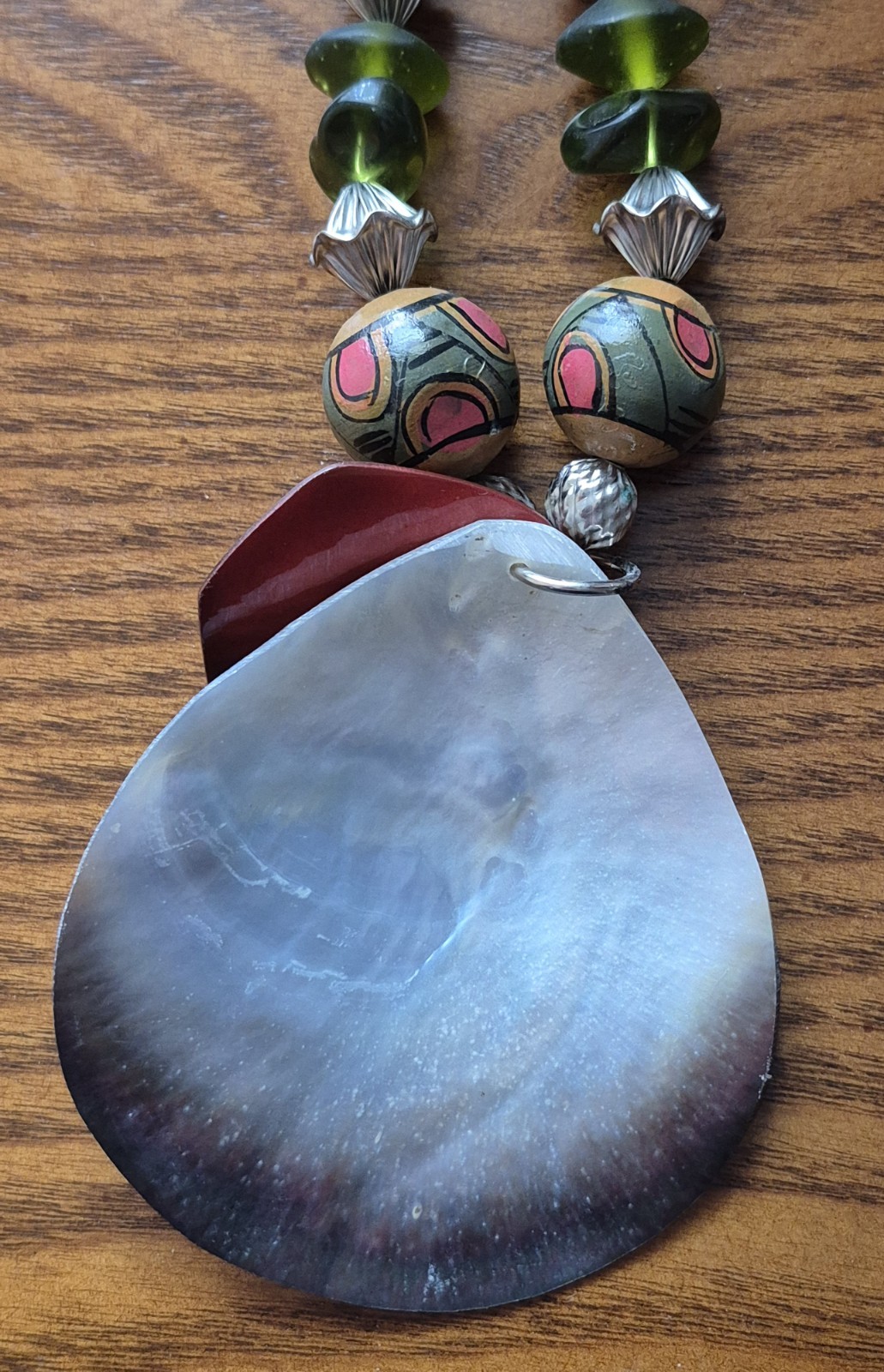 Chico's Large Shell Pendant Beaded Multi Colored … - image 2