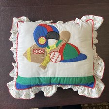 Quiltex Sports Baseball Football Baby Pillow Cushion Crib Chair Nursery Vtg