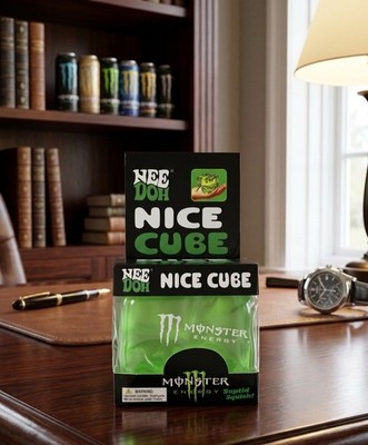NeeDoh Nice Cube Squish Squeeze Ball Stress Reliever Green Gel 3 x 3 in