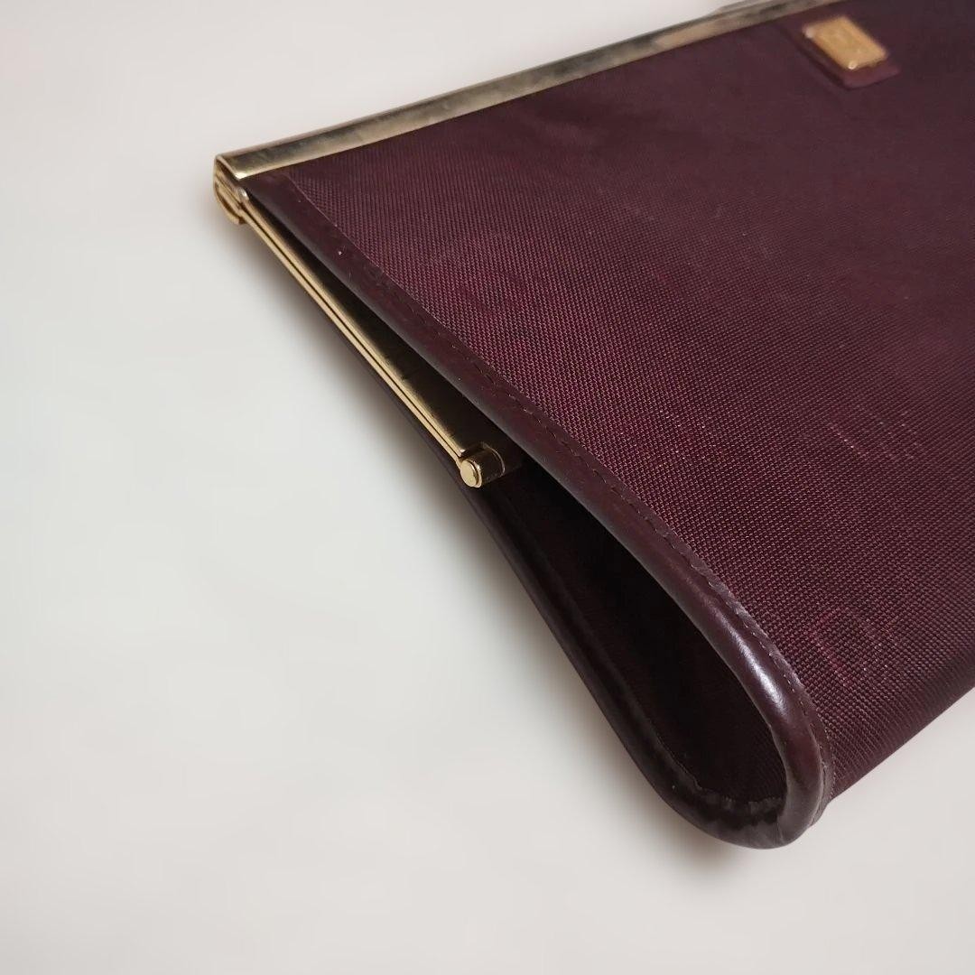 Christian Dior Clasp Bag Canvas Wine Red Trotter Vintage Women's Authentic thumbnail 4
