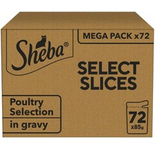Sheba Select Slices in Gravy – Poultry Selection – Wet cat food 72 x 85g -Adult 6.39 per kilo