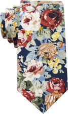 Men's Cotton Printed Floral Neck Tie Skinny Tie