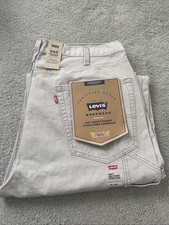 Levi's 568 Loose Carpenter Double Knee Pants Light Gray Canvas Men's Sz. 38x32