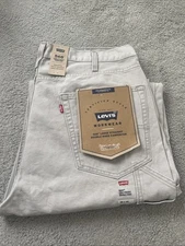 Levi's 568 Loose Carpenter Double Knee Pants Light Gray Canvas Men's Sz. 38x32