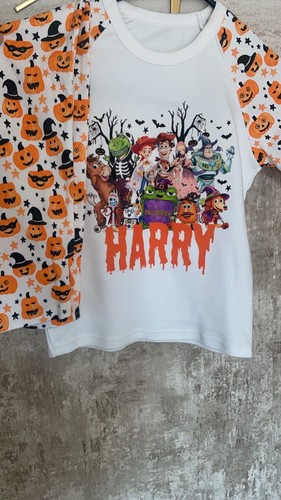 Kids Personalised pumpkin print halloween pyjamas