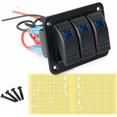 3 Gang Aluminium Panel Toggle Dash 5 Pin ON/Off Vorverdrahteter Wippschalte9235