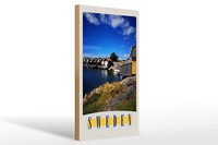 Holzschild Reise 20X30 Cm Schweden Meer HäUser Boote Deko Schild Wooden Sign