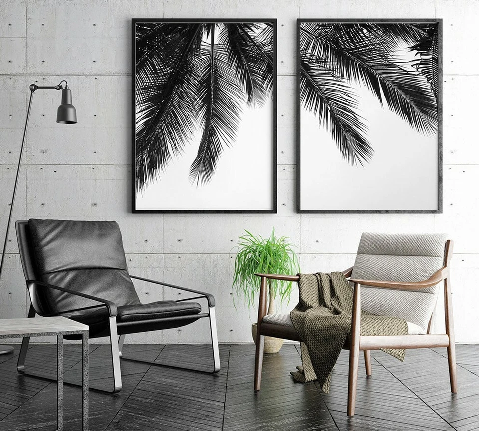 Set of 2 Black&White Palm Trees Beach Wall Art Prints. Look Great Framed - Image 2 of 4