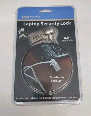 Tech Universe Notebook Security Lock for Monitor PC 6.5ft Cable Steel TU1508 NEW