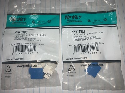 2NETKEY NK6TMBU 6 POSITION 8 WIRE TOOL-LESS KEYSTONE JACK BLUE CAT6 RJ45 PANDUIT