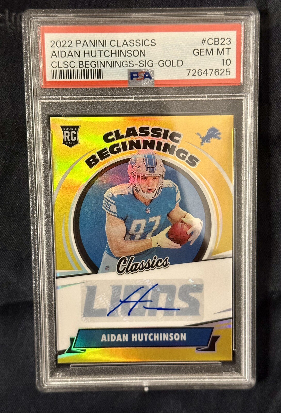 Aidan Hutchinson Panini Classics Classic Beginnings #CB23 Signature-Gold