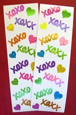 Mrs Grossman -Two 2x6" Glitter 'Hugs & Kisses' Sticker Sheets (Vintage-Retired)