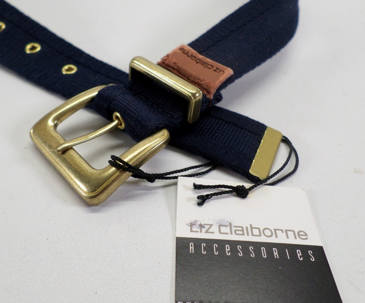 NWT Liz Claiborne navy belt Liz Claiborne Belt 28 30 M Grommet Navy Blue Vtg | eBay main image 2