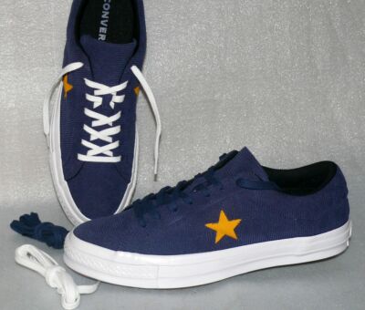 Converse 161633C ONE STAR OX Fein Cord Textil Schuhe Sneaker 42,5 Navy Gold Whit