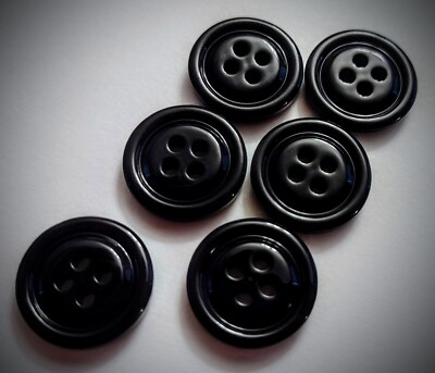 5/8'' 4-Hole Heavy Black Craft/Clothing Buttons