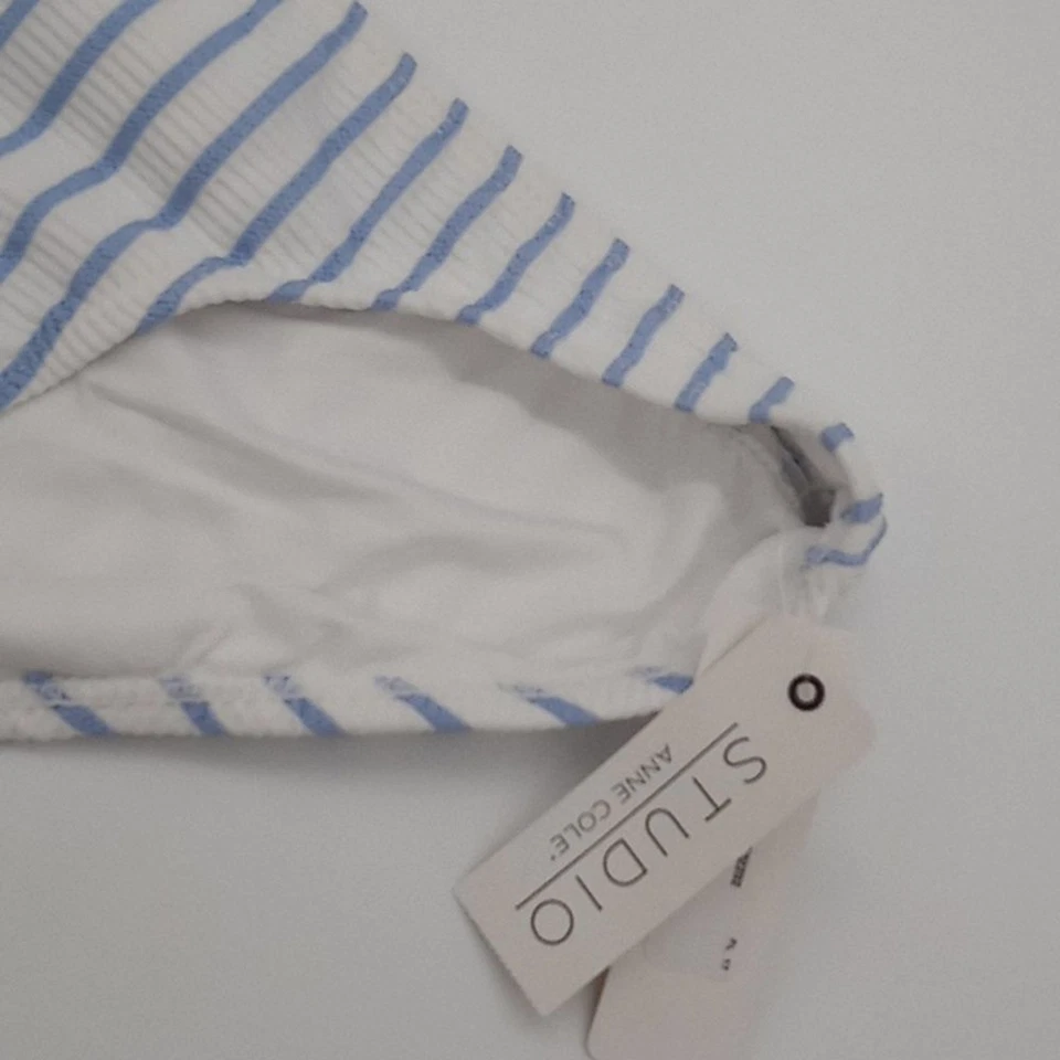 Parte inferior de bikini Anne Cole Studio para mujer pequeña a rayas texturizada natación rayas azules S Foto 3 de 4