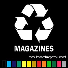 Recycle Magazines Sticker Vinyl Decal - Trash Bin Can Reuse Symbol Home Window