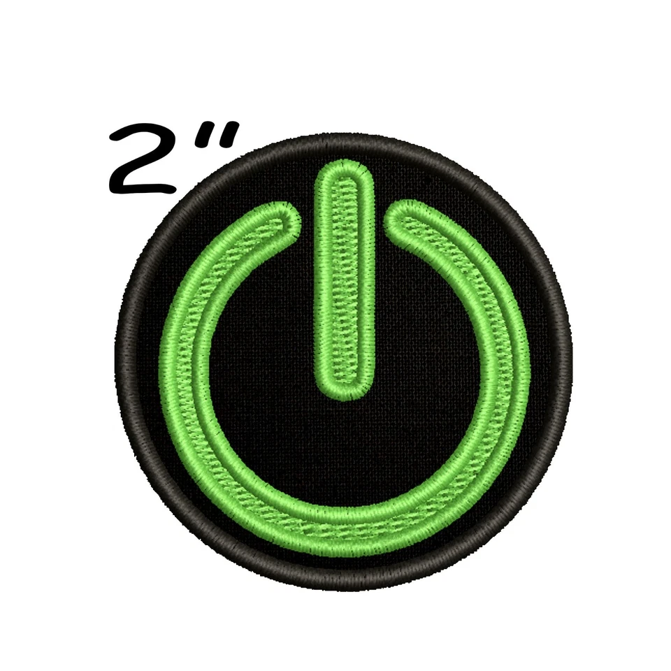 Power Button Patch Embroidered Iron-on Applique Clothing Vest, Retro Gamer - Image 3 of 4