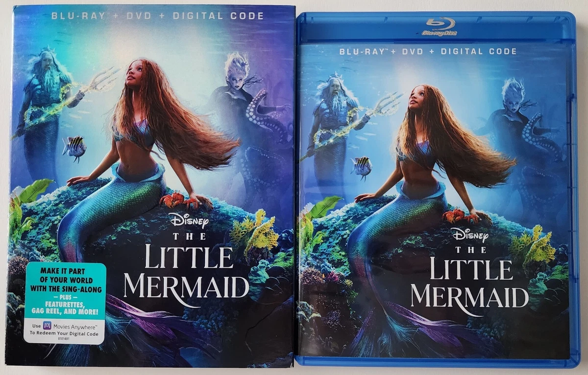 DISNEY THE LITTLE MERMAID 2023 BLU RAY DVD 2 DISC SET + SLIPCOVER FREE USA SHIP