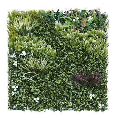 40x40 in Artificial 3D Mix Leaves #4 Mat Faux Fence Panel Wall Decor Grass Hedge