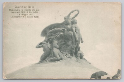 Quarto dei Mille Monument in Memory of Garibaldi Genoa Italy c1919 Postcard