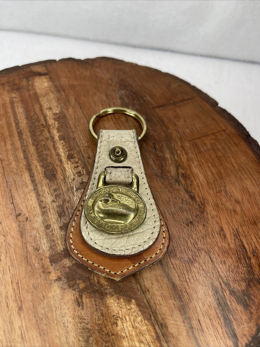 VINTAGE DOONEY & BOURKE ALL WEATHER LEATHER BRASS DUCK KEY FOB