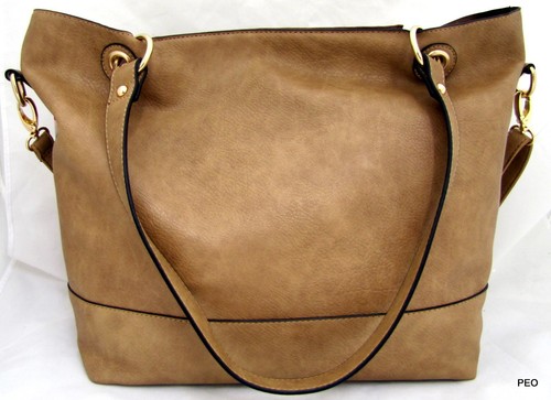 PERLINA New York City Tan Crossbody Purse Satchel Handbag Scarf and Wristlet New - Picture 4 of 12