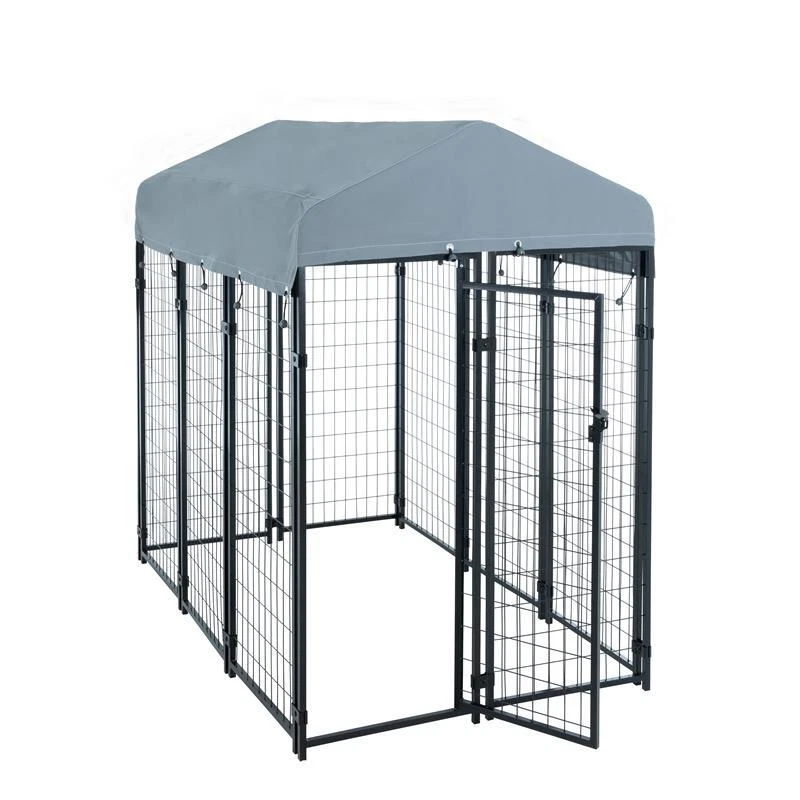Hundezwinger Hundekäfig Hundehütte Hundehaus Metall Zwinger mit Dach Überdachung - Bild 4 von 4