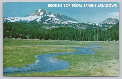 Postcard Bend Oregon Cascades Broken Top From Sparks Meadows