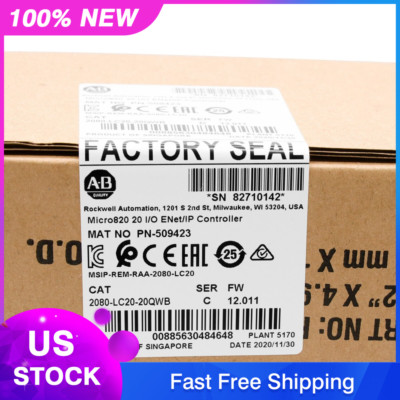 New Original Allen Bradley Micro820 PLC 2080-LC20-20QWB Ethernet I/P Controller