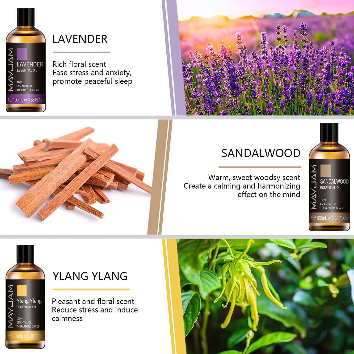 Sandalwood Essential Oils -10/30/100ml-Pure Therapeutic Grade Oil For Diffuser