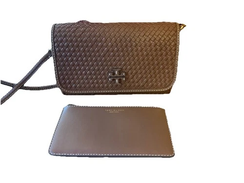 Tory Burch Thea Brown Mahoni Crossbody Bag Wallet Clutch Purse with Card Case