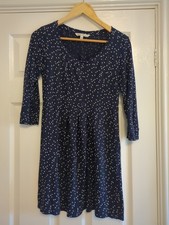 Fat Face Size 10  Navy Blue Dress Polka Dot