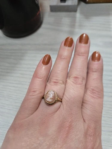 Cameo Silver Gilt Vintage Ring Size N Attractive Piece British Hallmark Birmingh