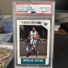 2015-16 NBA Hoops #96 Nicolas Batum Signed Card AUTO PSA Slabbed Hornets