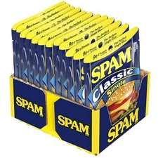 SPAM Classic Single Pouch 2.5 Ounce 12 Pack Fully Cooked Pork and Ham 9g of P...