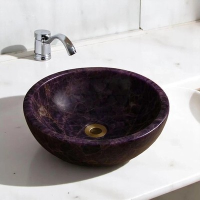 15''  Amethyst Crystal Sink   Unique Vessel Sink Bowl for Bath Decor
