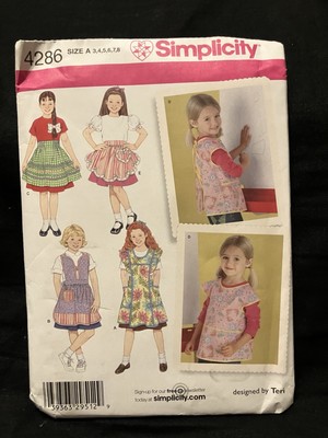 Simplicity 4286 Girls' Sewing Aprons Pattern Size 3-8 Uncut FF