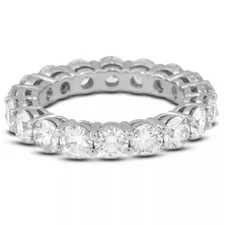 Eternity Wedding Ring Solid 14K White Gold 3 Carat Round Natural Diamond F VS2