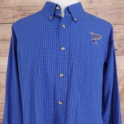 St Louis Blues Shirt Mens 2XL Blue NHL Hockey Antigua Button Down Long Sleeve